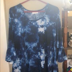 Bobbie Brooks Tie Dye Bell Sleeve Top